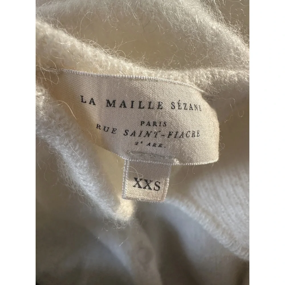 Sezane Gaspard Super Kid Mohair Baby Alpaca Ecru Cardigan Sweater XXS Luxury - Picture 9 of 14